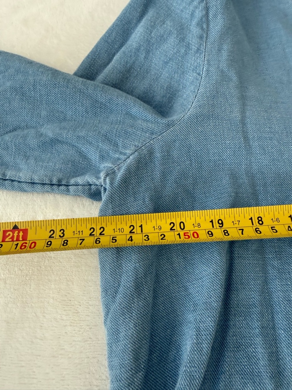 J. Jill Denim Blouse Womens Large Blue Distressed V Neck 3/4 Sleeve E29 - Picture 4 of 6